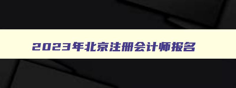 2023年北京注册会计师报名