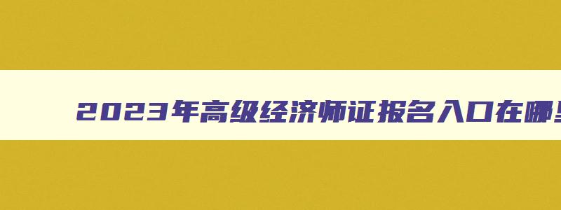 2023年高级经济师证报名入口在哪里