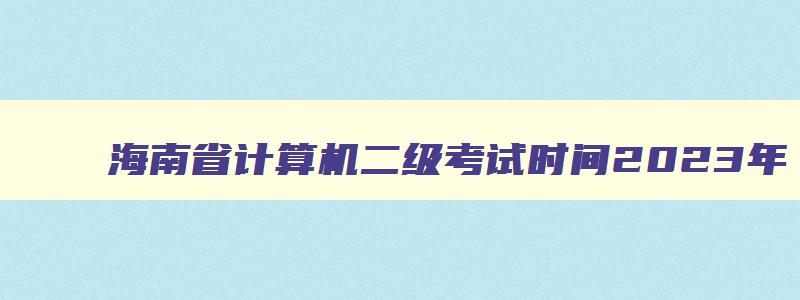 海南省计算机二级考试时间2023年