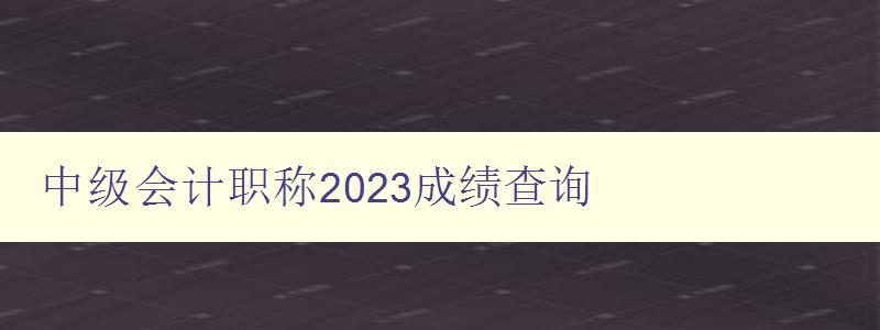 中级会计职称2023成绩查询