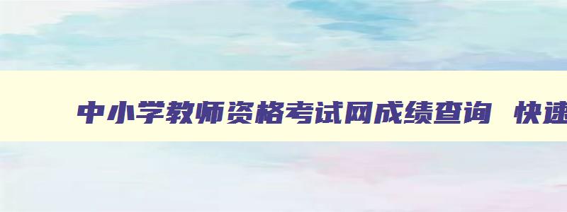 中小学教师资格考试网成绩查询