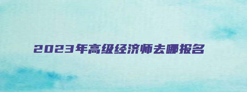 2023年高级经济师去哪报名（2023年高级经济师去哪报名考试）