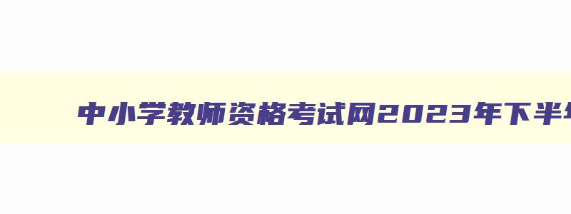 中小学教师资格考试网2023年下半年报名