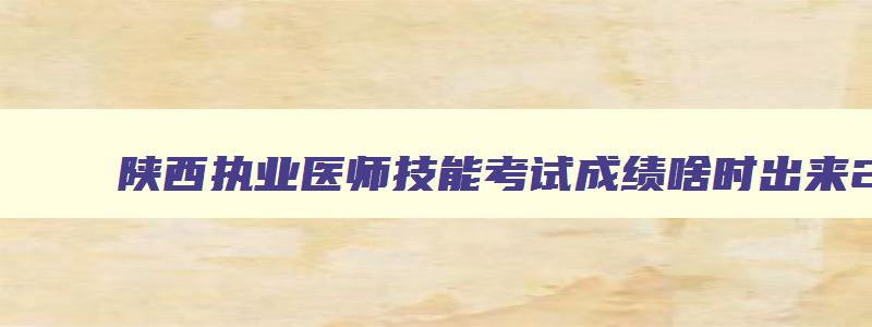 陕西执业医师技能考试成绩啥时出来2023年