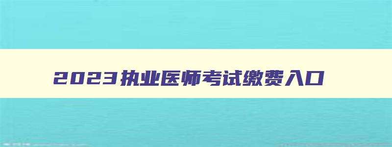 2023执业医师考试缴费入口