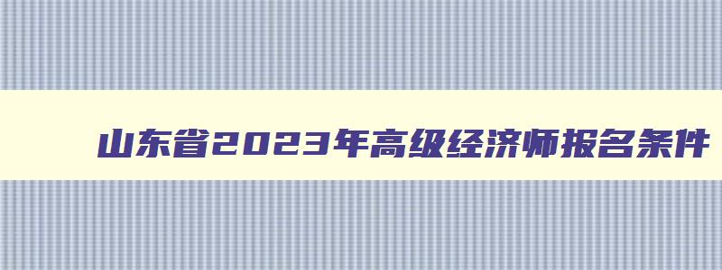 山东省2023年高级经济师报名条件,2023年山东省高级经济师报名时间