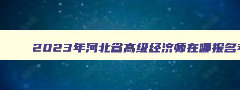 2023年河北省高级经济师在哪报名考试