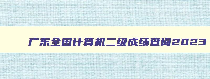 广东全国计算机二级成绩查询2023