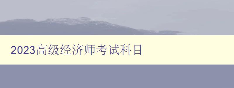 2023高级经济师考试科目