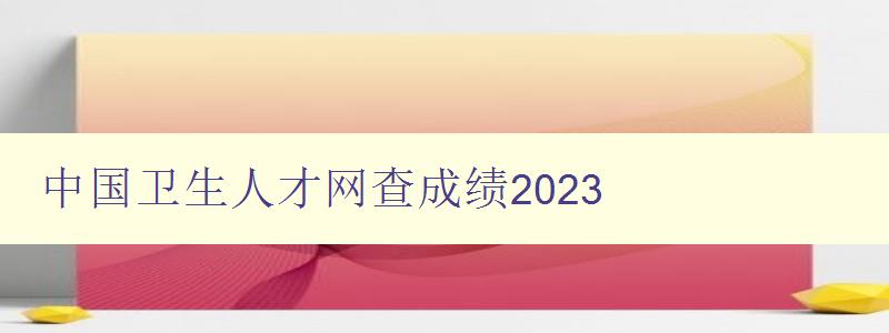 中国卫生人才网查成绩2023