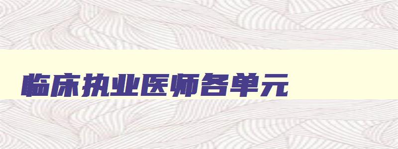 临床执业医师各单元