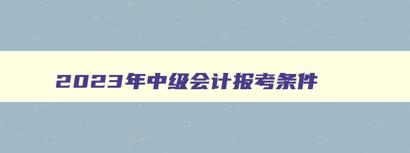 2023年中级会计报考条件