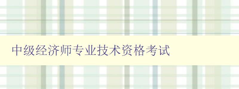 中级经济师专业技术资格考试