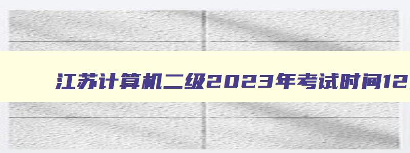 江苏计算机二级2023年考试时间12月几号考