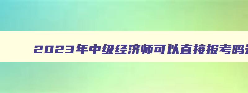 2023年中级经济师可以直接报考吗