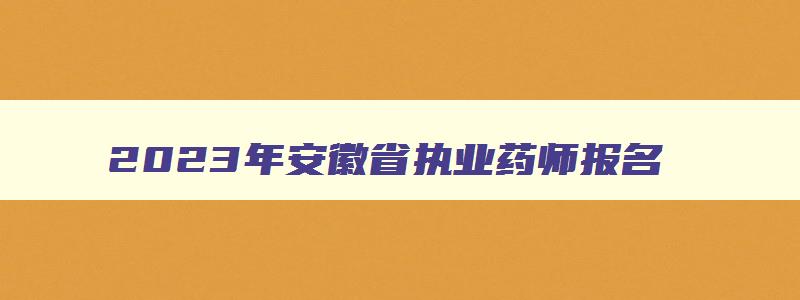 2023年安徽省执业药师报名