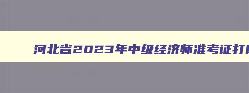 河北省2023年中级经济师准考证打印网址