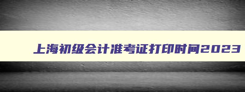 上海初级会计准考证打印时间2023,2023年上海初级会计打印准考证