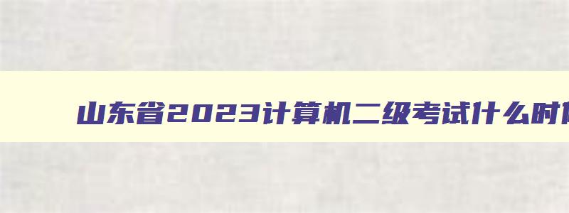 山东省2023计算机二级考试什么时候报名