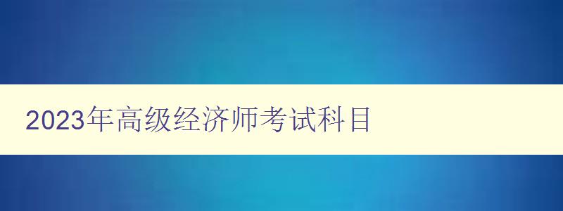 2023年高级经济师考试科目