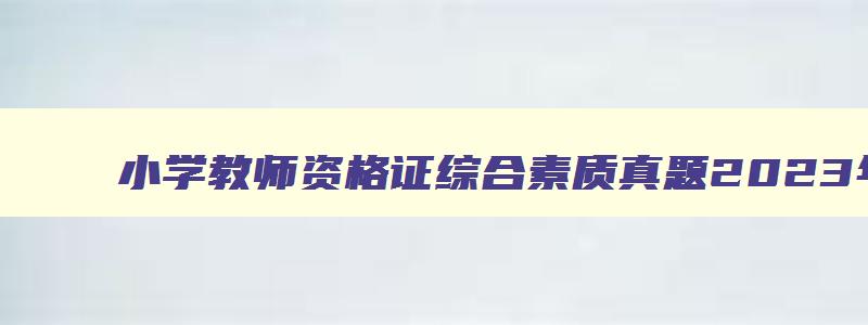 小学教师资格证综合素质真题2023年下半年