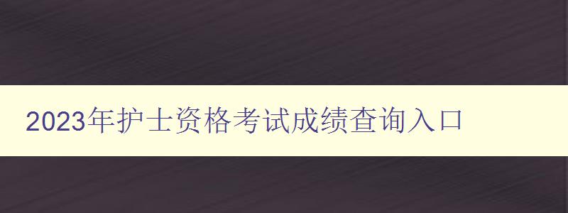 2023年护士资格考试成绩查询入口