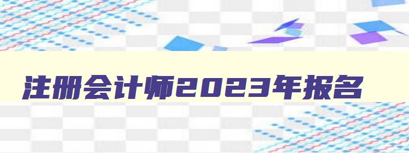 注册会计师2023年报名,注册会计师报名2023时间