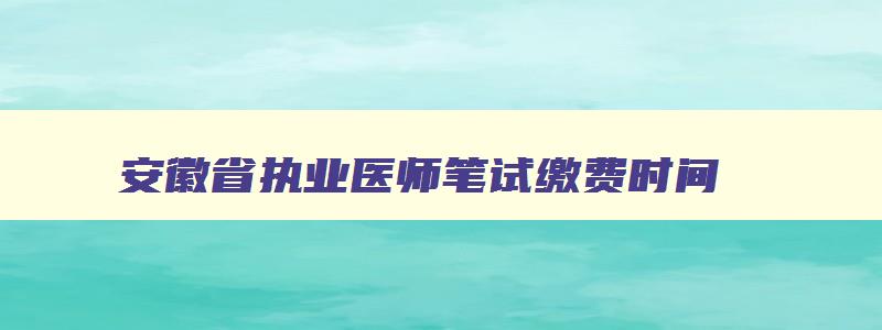 安徽省执业医师笔试缴费时间