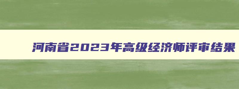 河南省2023年高级经济师评审结果,2023年河南省高级经济师考试合格人员