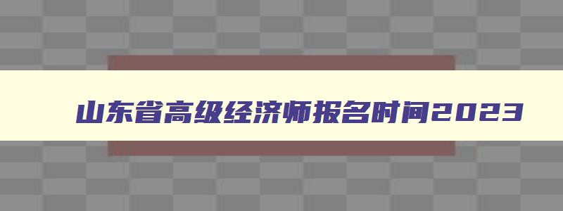 山东省高级经济师报名时间2023