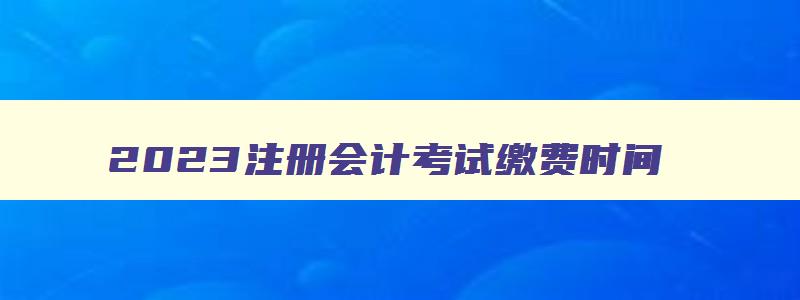 2023注册会计考试缴费时间,2023年注册会计师报名交费时间