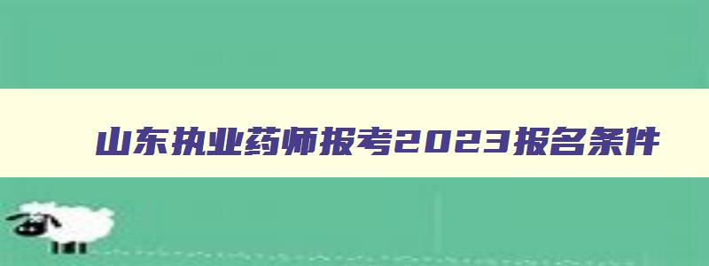 山东执业药师报考2023报名条件