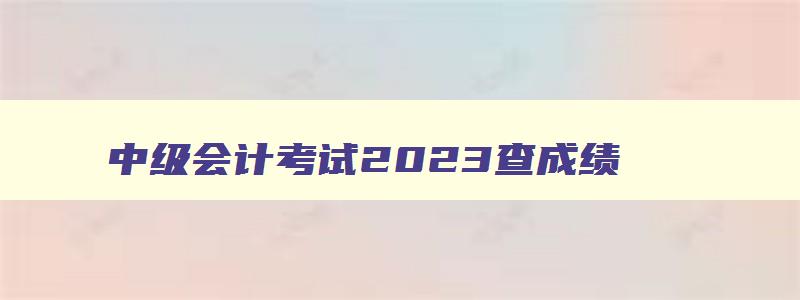 中级会计考试2023查成绩