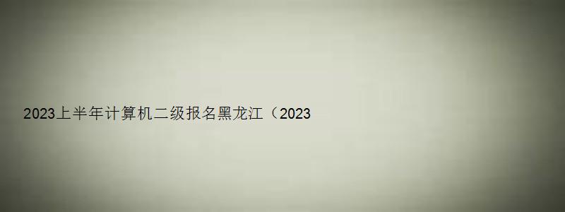 2023上半年计算机二级报名黑龙江（2023上半年计算机二级报名黑龙江）