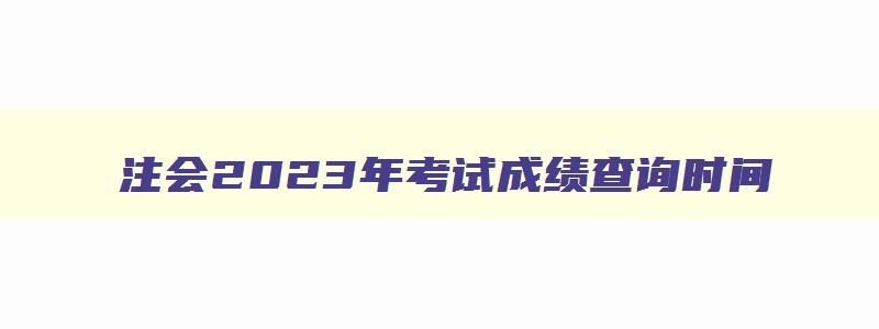 注会2023年考试成绩查询时间