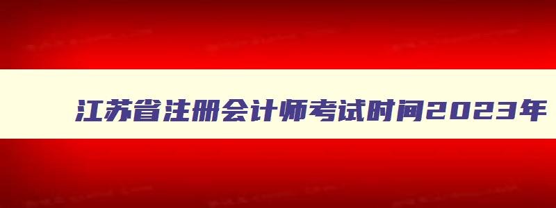 江苏省注册会计师考试时间2023年