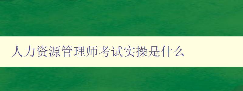 人力资源管理师考试实操是什么