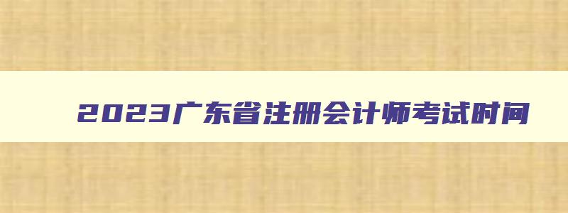 2023广东省注册会计师考试时间