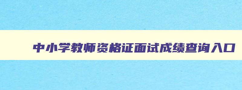 中小学教师资格证面试成绩查询入口