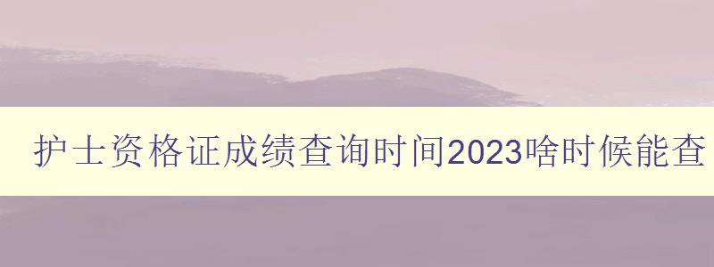 护士资格证成绩查询时间2023啥时候能查