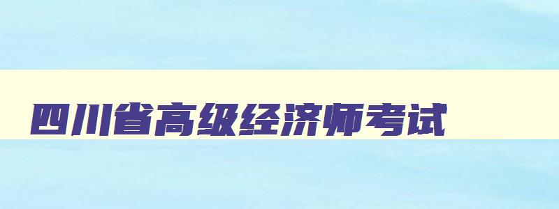 四川省高级经济师考试