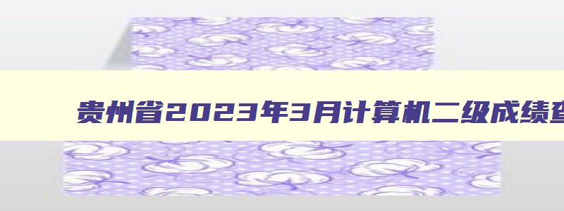 贵州省2023年3月计算机二级成绩查询