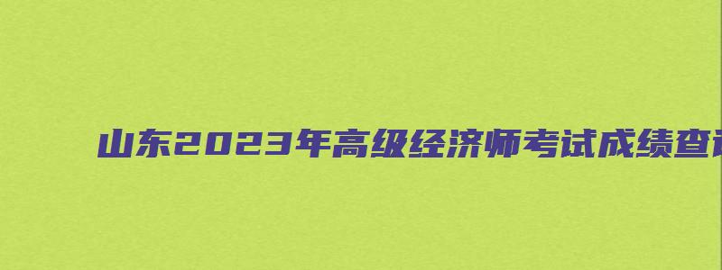 山东2023年高级经济师考试成绩查询时间（山东2023年高级经济师考试成绩查询时间表）