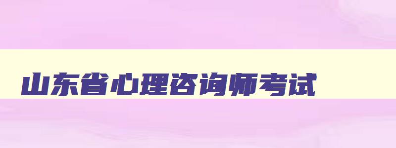 山东省心理咨询师考试