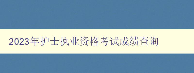 2023年护士执业资格考试成绩查询