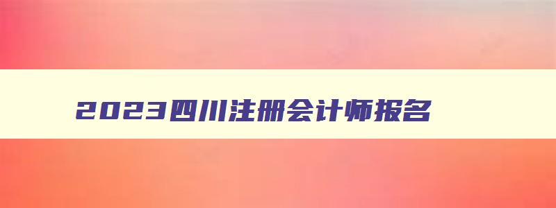 2023四川注册会计师报名,四川省注册会计师考试时间安排