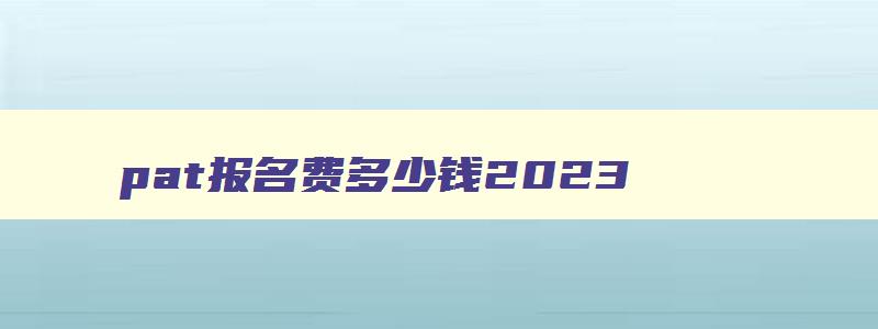 pat报名费多少钱2023,pat报名价格