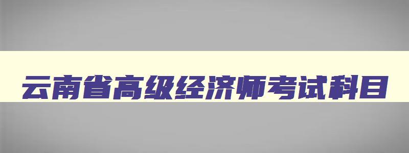 云南省高级经济师考试科目,云南省高级经济师考试时间