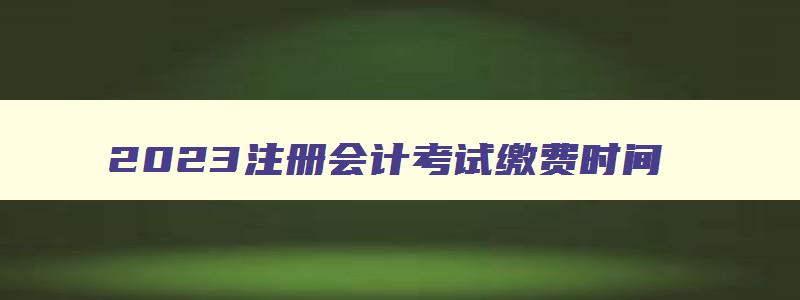 2023注册会计考试缴费时间