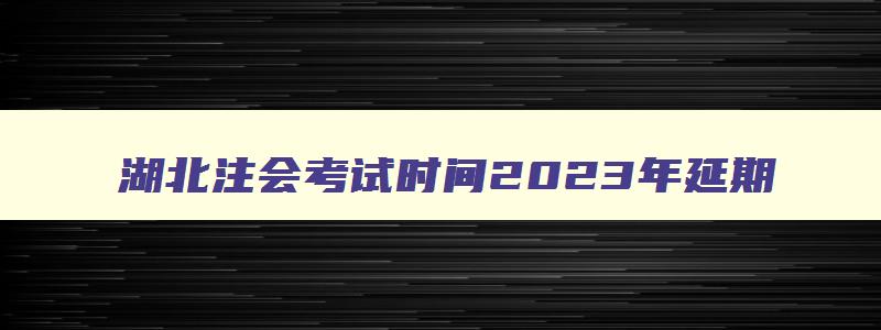 湖北注会考试时间2023年延期